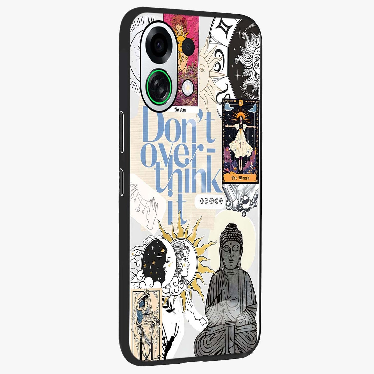 Ethereal Thoughts Glass Case upright view showcasing delicate artistic composition with peaceful dreamy theme.