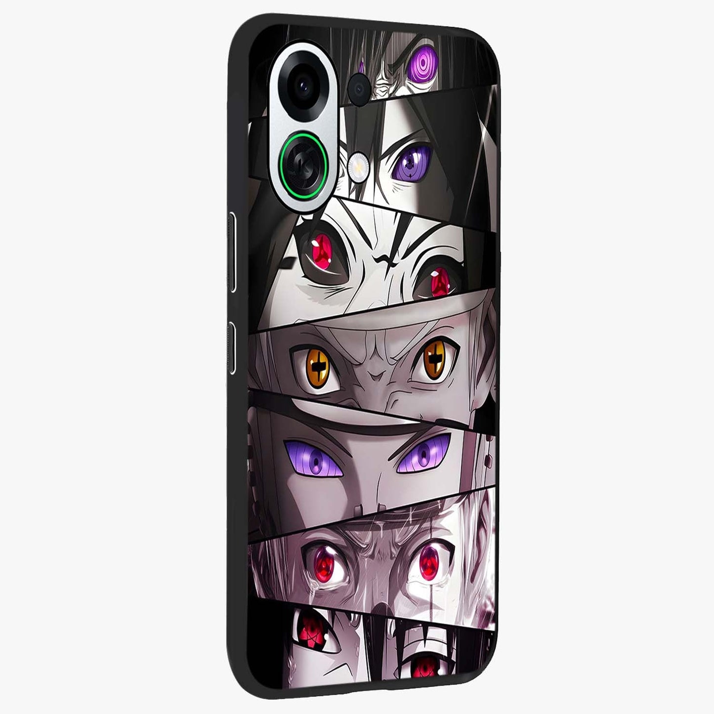 Eyes of Destiny Glass Case upright view showcasing symbolic eye artwork with dramatic artistic theme.