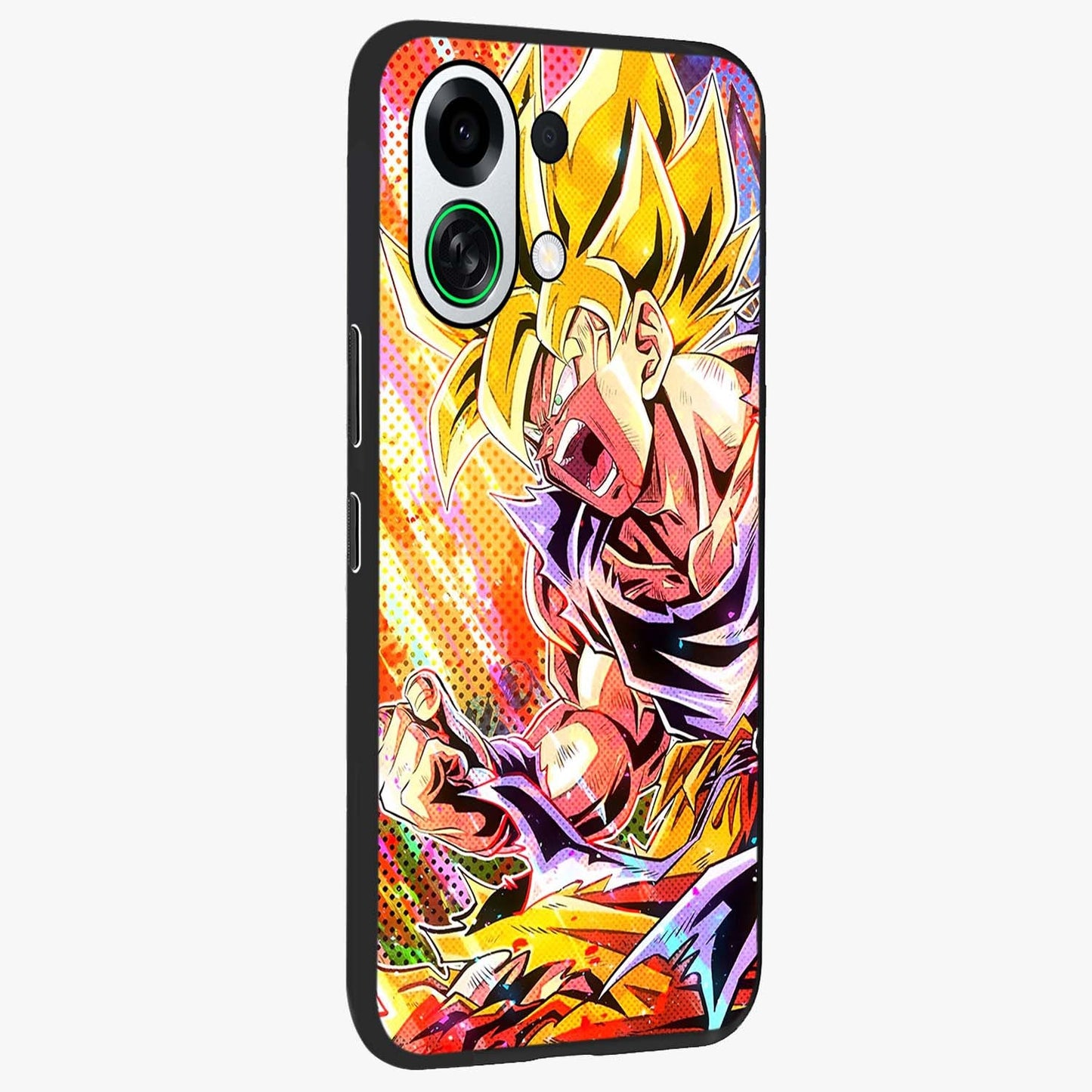 Firing Goku Glass Case upright view showcasing energetic anime artwork with bold warrior theme.