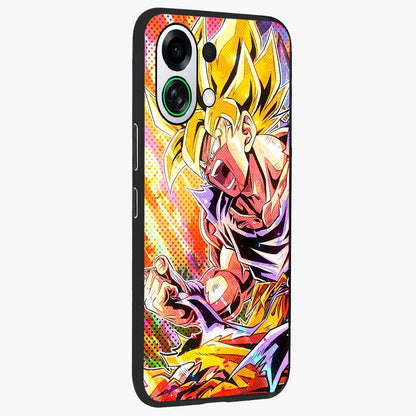 Firing Goku Glass Case upright view showcasing energetic anime artwork with bold warrior theme.