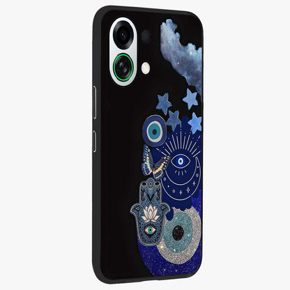 Galactic Charm Cluster Glass Case upright view showcasing glowing cosmic charm artwork with magical celestial style.