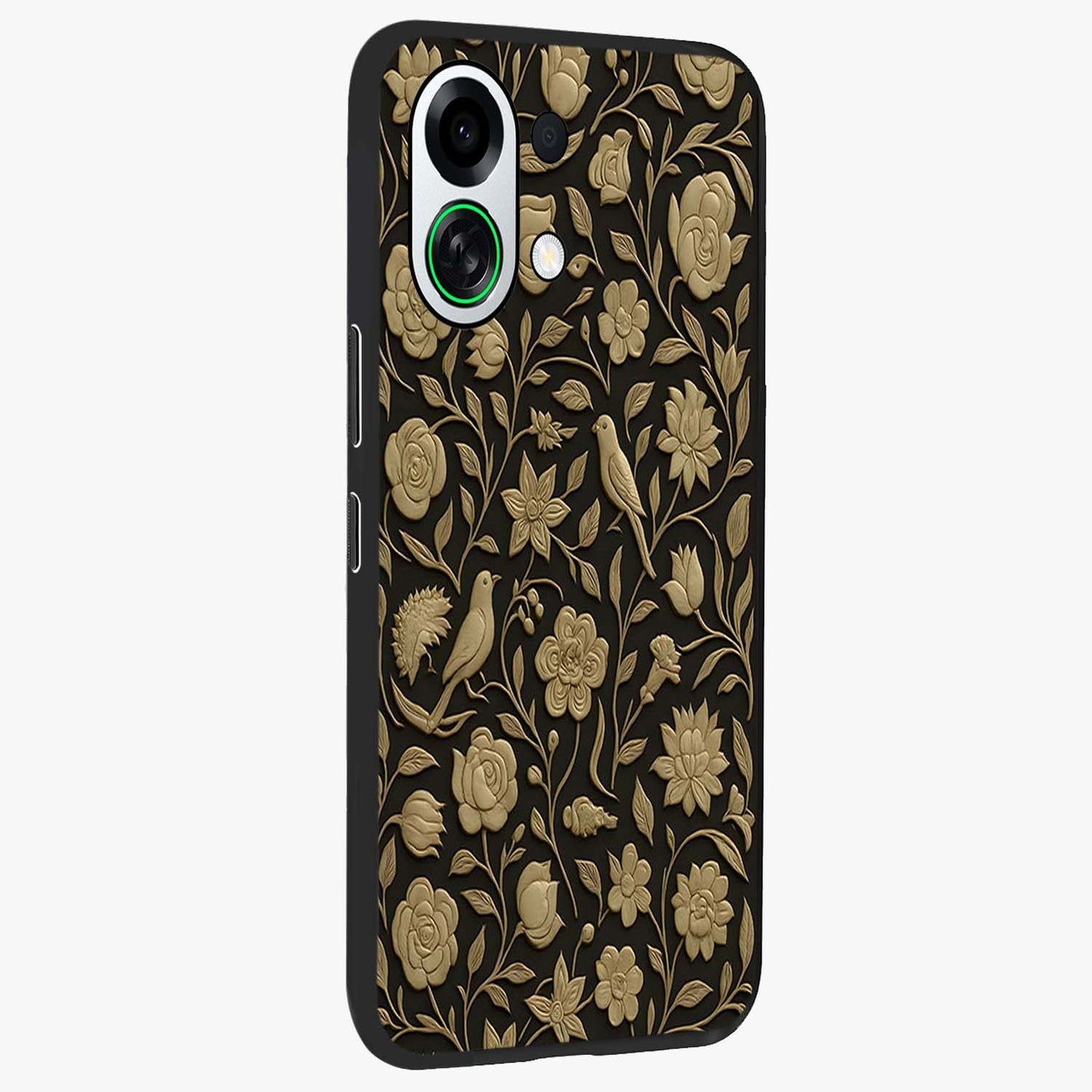 Golden Evil Eye Mandala Glass Case upright view showcasing decorative evil eye mandala artwork with spiritual aesthetic style.