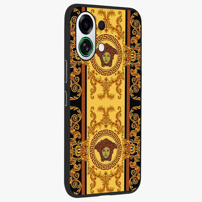 Golden Lotus Glow Glass Case upright view showcasing luminous lotus artwork with peaceful divine theme.