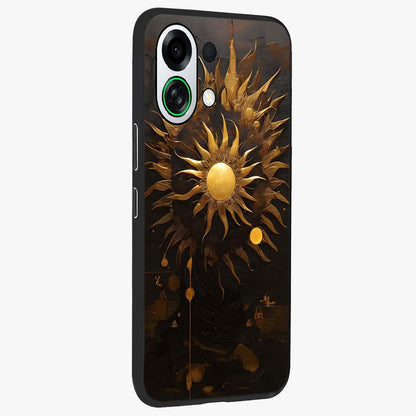 Golden Sun Majesty Glass Case upright view showcasing haunting graveyard artwork with dramatic dark theme.