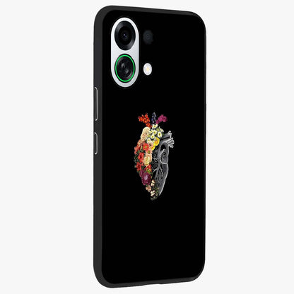 Heart With Flowers Glass Case upright view showcasing decorative heart and floral artwork with sweet romantic theme.