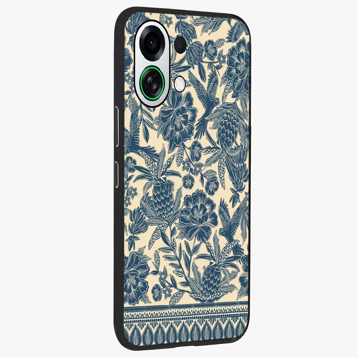 Heirloom Wild Bloom Glass Case upright view showcasing delicate wildflower artwork with timeless floral theme.