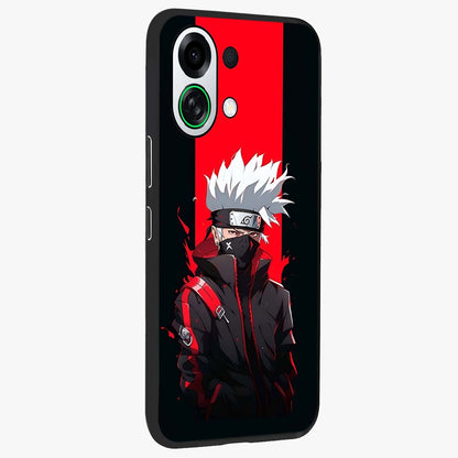 Kakashi Scarlet Shadow Glass Case upright view showcasing intense anime ninja artwork with dark action theme.
