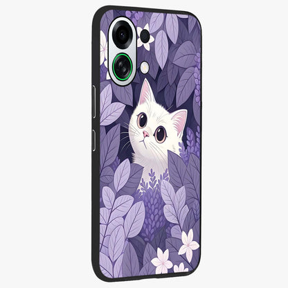 Lilac Hide Peek Cat Glass Case upright view showcasing charming cat artwork with adorable peek theme.