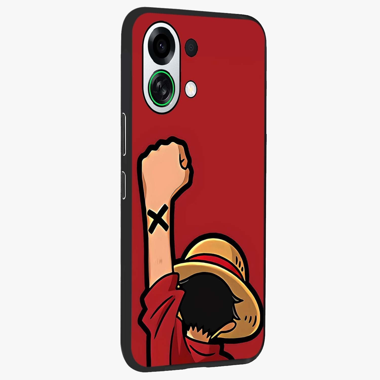 Luffy X Spirit Glass Case upright view showcasing striking anime artwork with adventurous character theme.