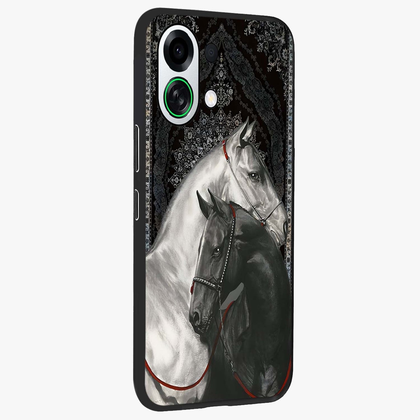 Majestic Ride Legacy Glass Case upright view showcasing dynamic ride inspired artwork with modern automotive theme.