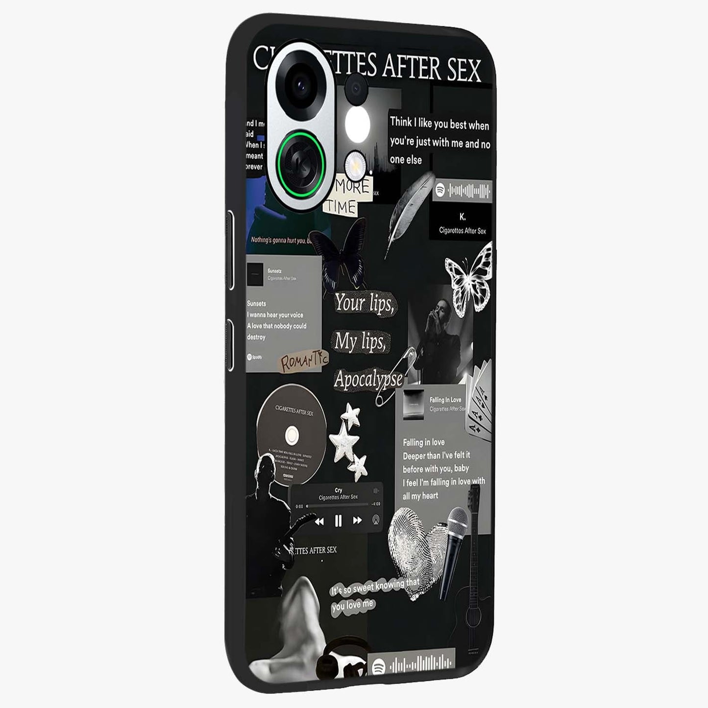 Midnight Love Echo Glass Case upright view showcasing expressive romantic artwork with dreamy midnight theme.