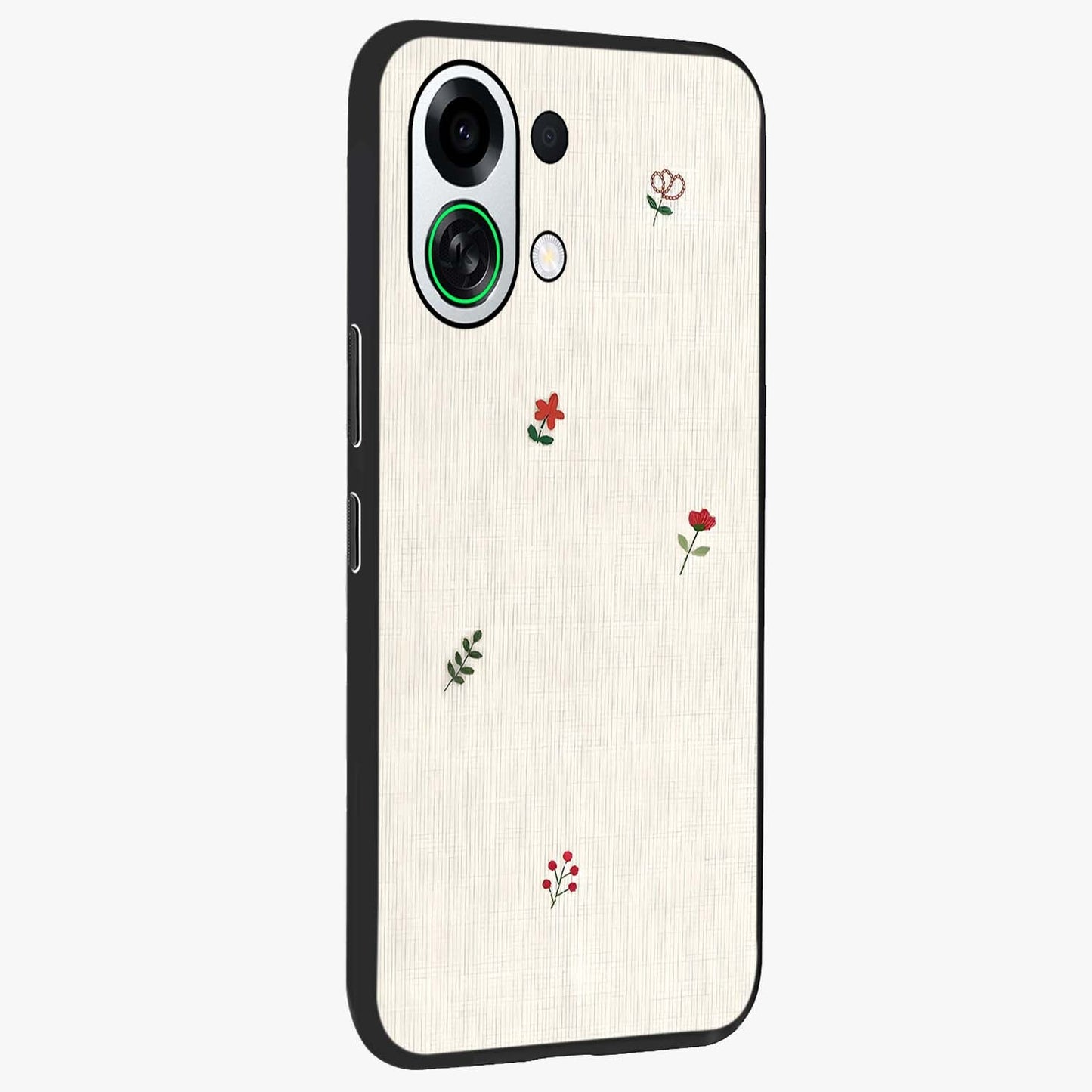 Minimalistic Blue With White Flower Pattern Glass Case upright view showcasing clean white flower artwork with calming blue theme.