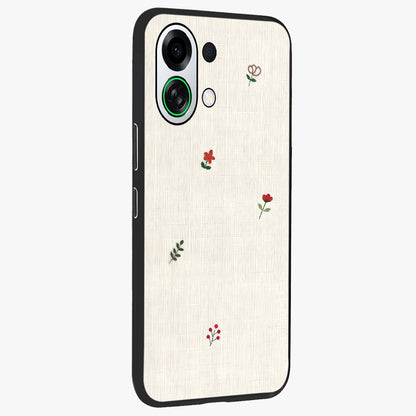 Minimalistic Blue With White Flower Pattern Glass Case upright view showcasing clean white flower artwork with calming blue theme.