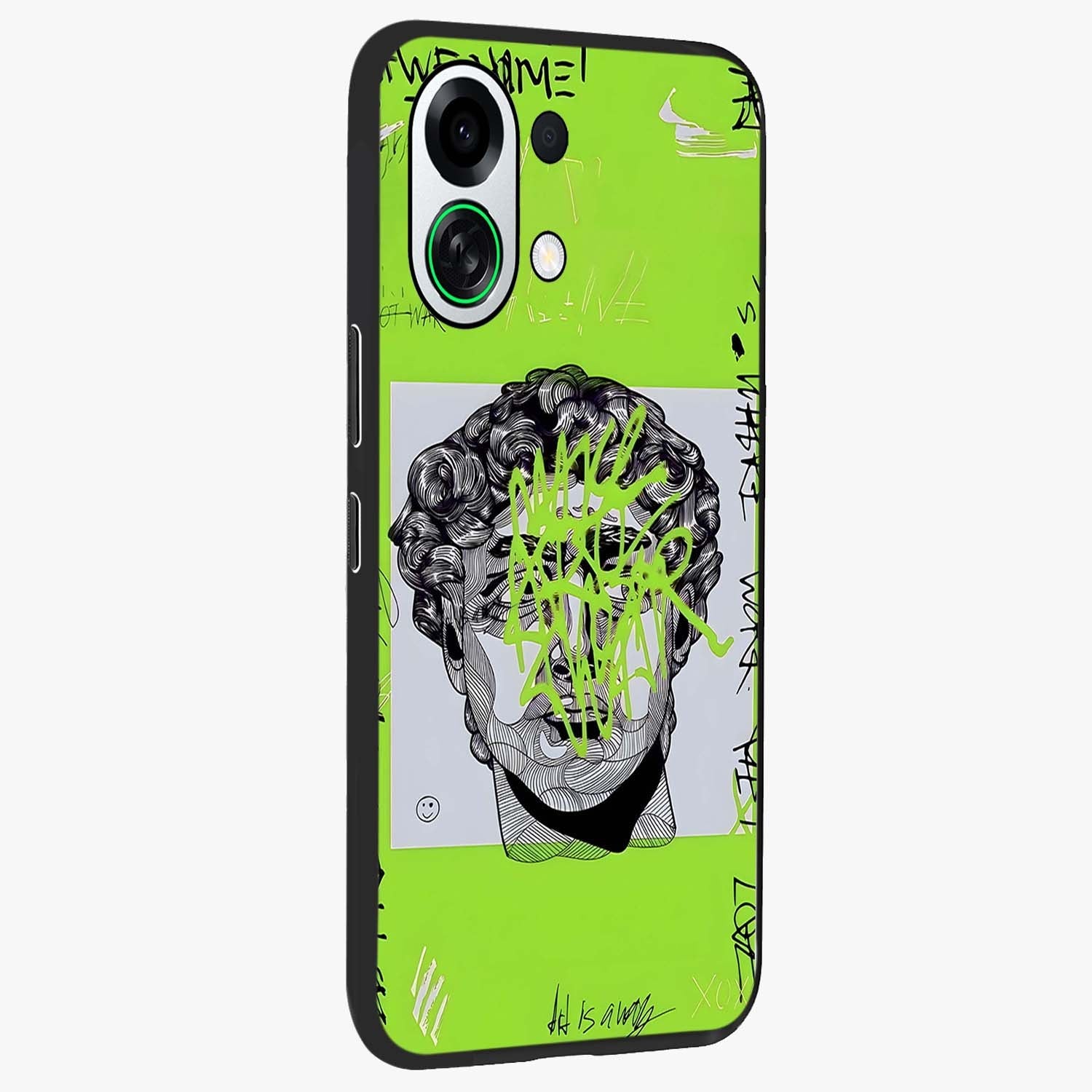 Neo Graffiti Rebellion Glass Case upright view showcasing colorful graffiti artwork with bold modern street style.