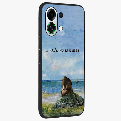 Peace Beyond War Glass Case upright view showcasing powerful peace symbol artwork with inspirational theme.