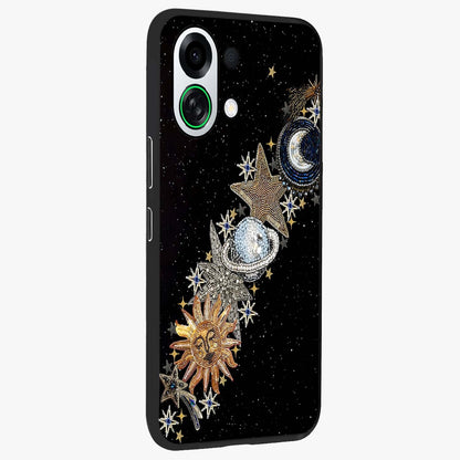 Pearls Universe Object Glass Case upright view showcasing decorative pearl themed artwork with cosmic elegance.
