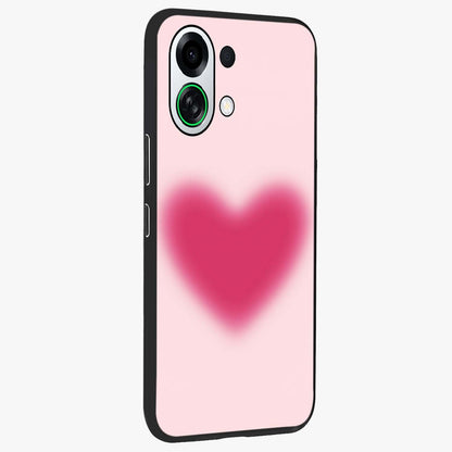 Pink Aura Heart Glass Case upright view showcasing romantic heart artwork with soft pastel theme.