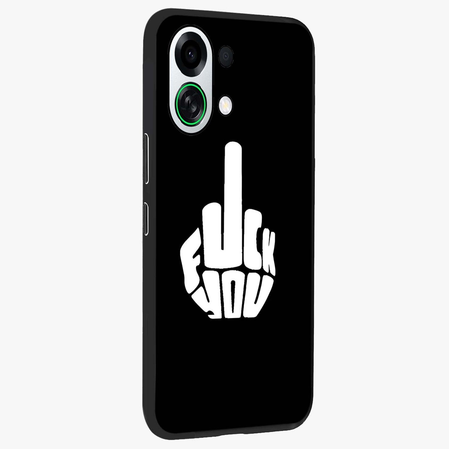 Rebel Mode On Glass Case upright view showcasing striking statement artwork with bold rebellious theme.