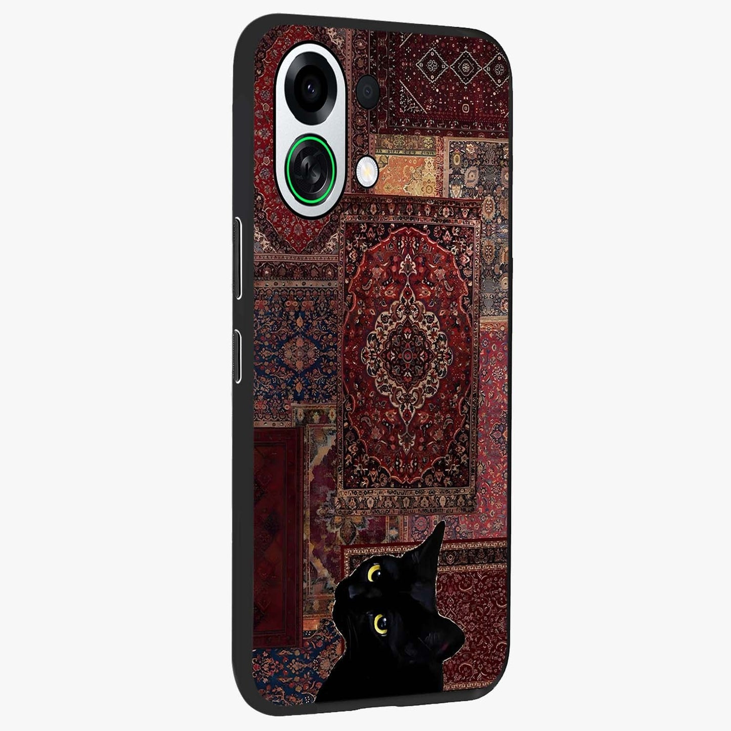 Regal Magic Cat Apple Glass Case upright view showcasing charming cat artwork with playful magical theme.