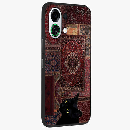 Regal Magic Cat Apple Glass Case upright view showcasing charming cat artwork with playful magical theme.