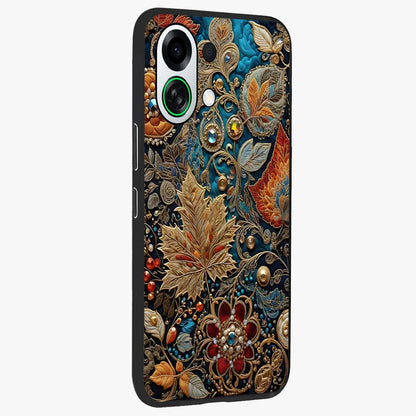 Royal Jewel Garden Glass Case upright view showcasing rich floral artwork with luxurious garden theme.