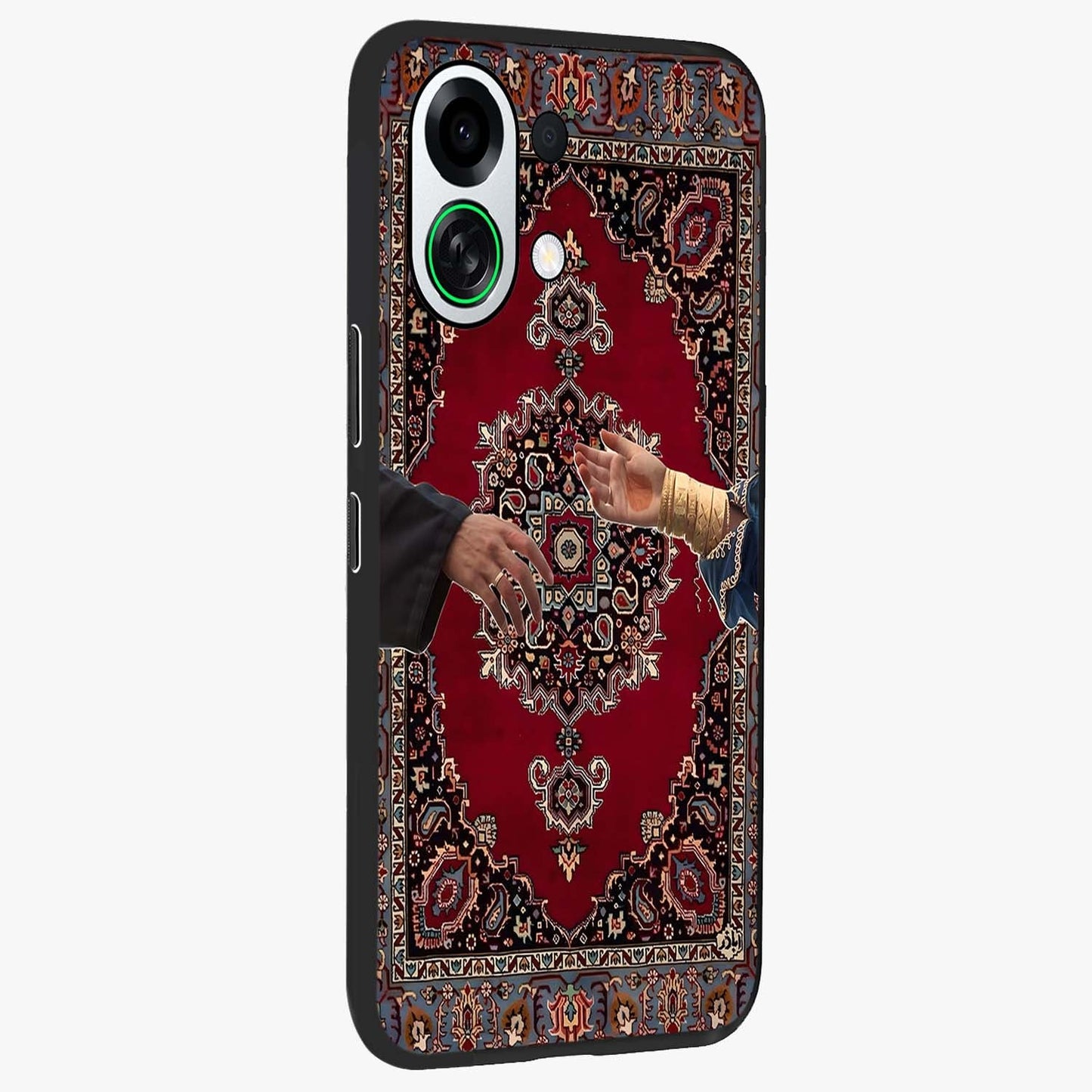 Royal Touch Reach Glass Case upright view showcasing stylish royal inspired artwork with graceful theme.