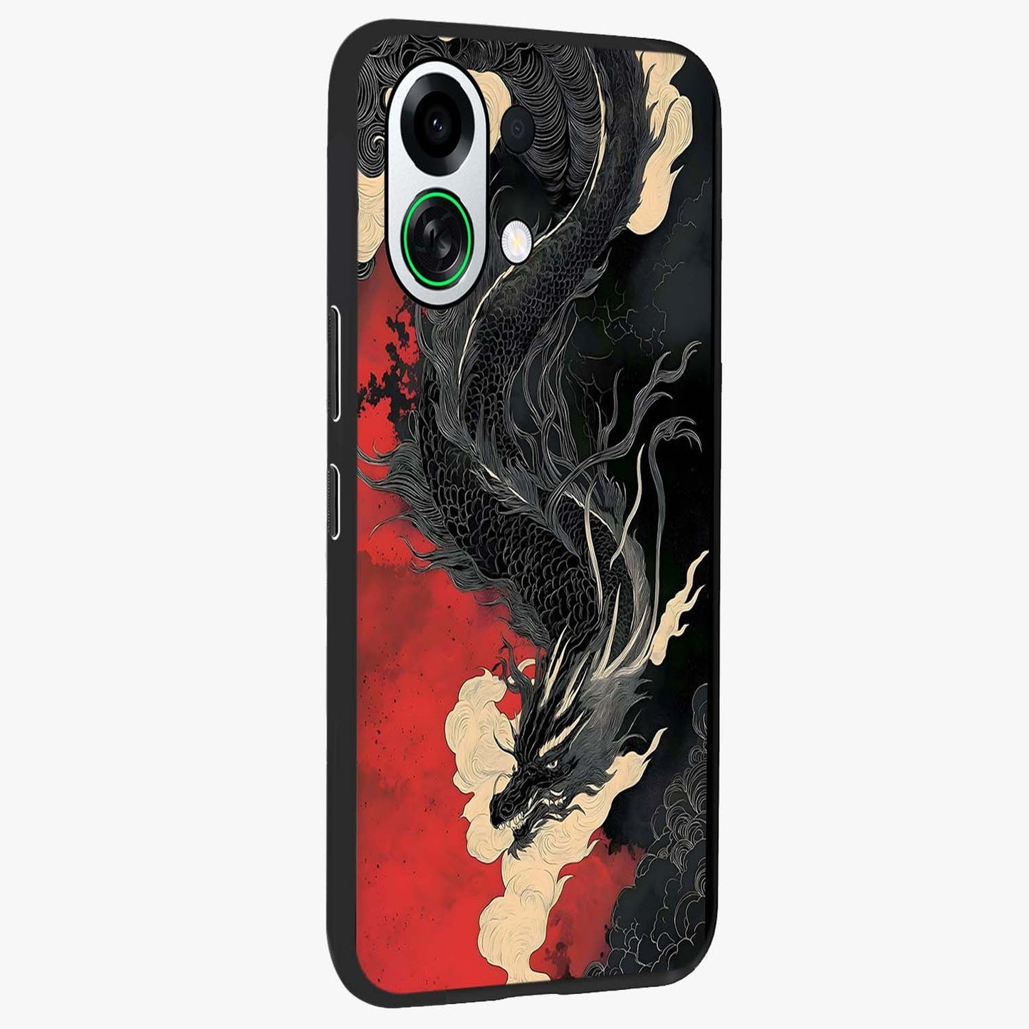 Shadow Dragon Fury Glass Case upright view showcasing intense dragon artwork with dramatic shadow theme.
