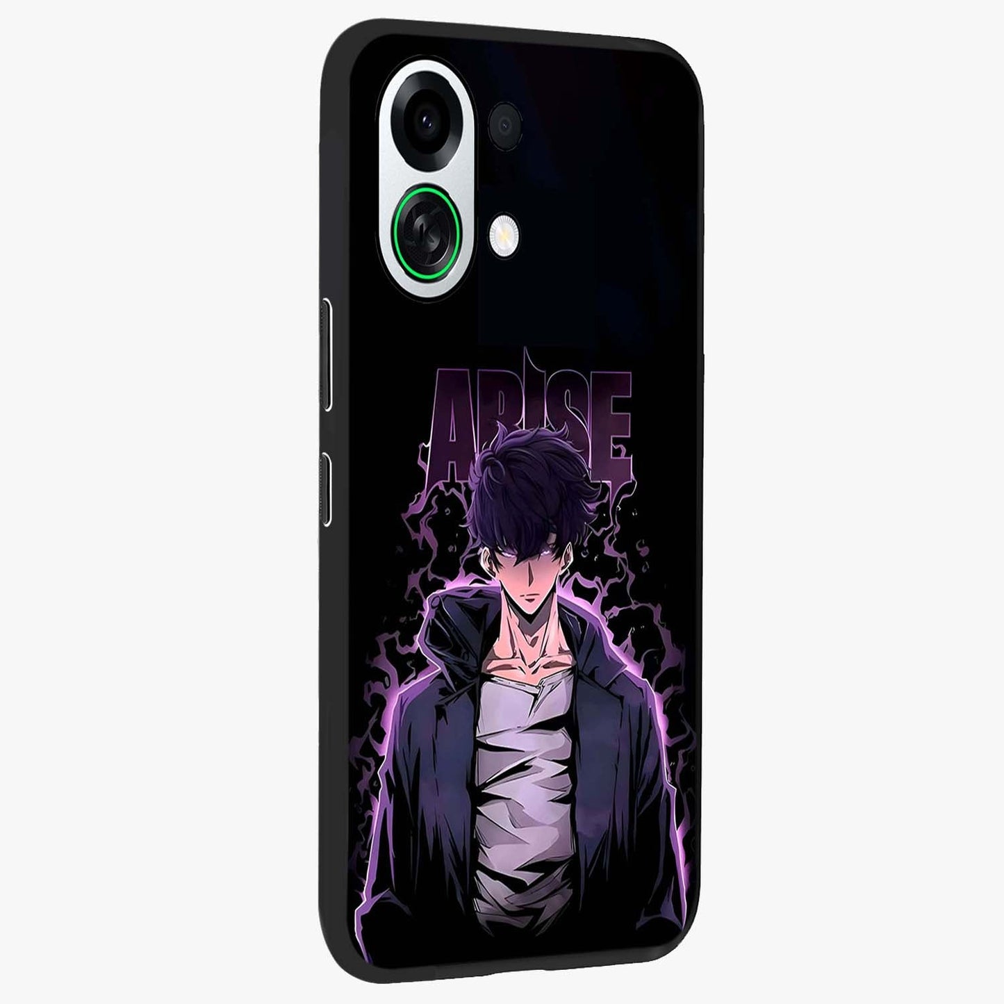 Shadow Monarch Awakening Glass Case upright view showcasing bold monarch artwork with mystical awakening theme.