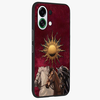 Solar Riders Glass Case upright view showcasing energetic rider artwork with bold adventure theme.