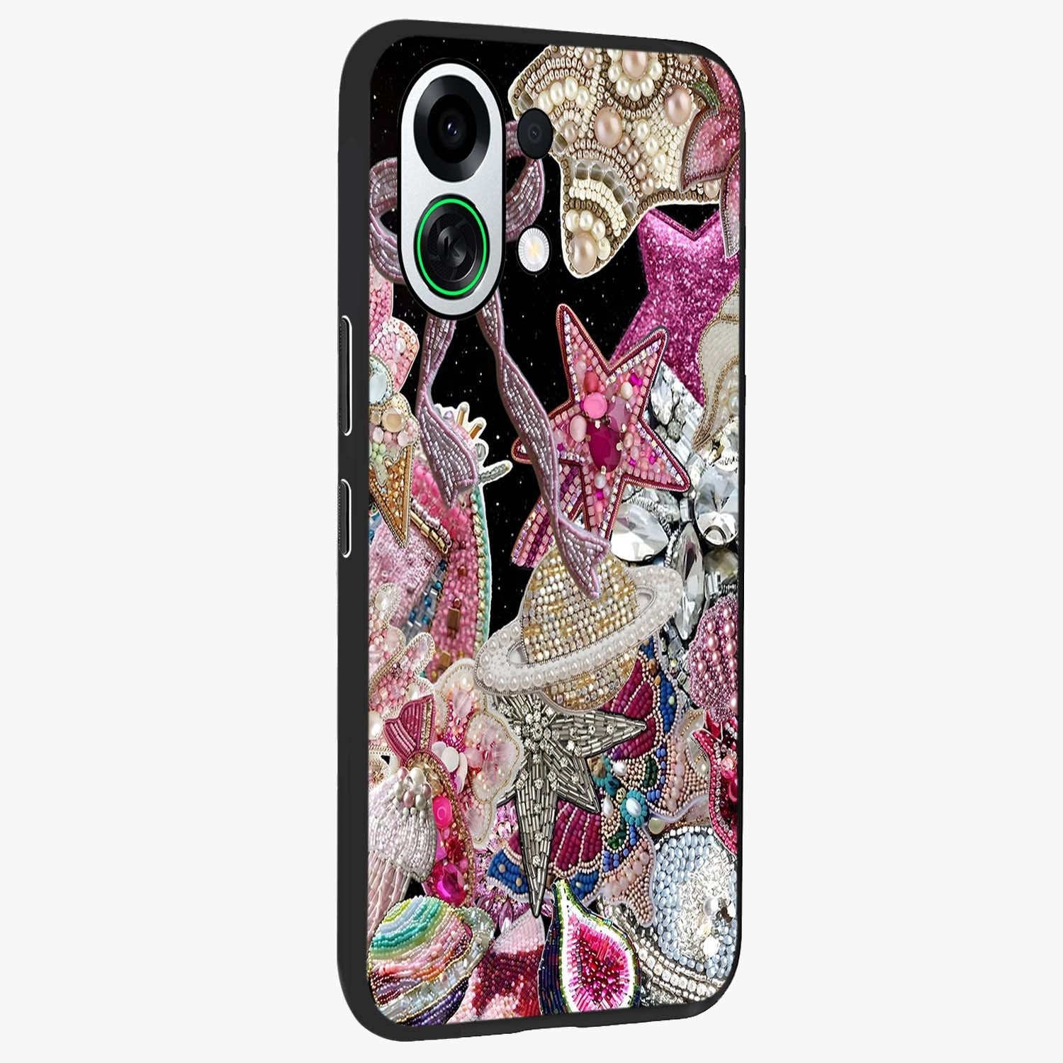Starlit Jewel Dream Glass Case upright view showcasing radiant star inspired artwork with magical night theme.