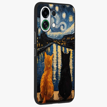 Starry River Cats Glass Case upright view showcasing adorable cat artwork with magical river and stars theme.