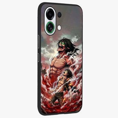 Titan Awakening Fury Glass Case upright view showcasing intense titan artwork with epic fantasy theme.