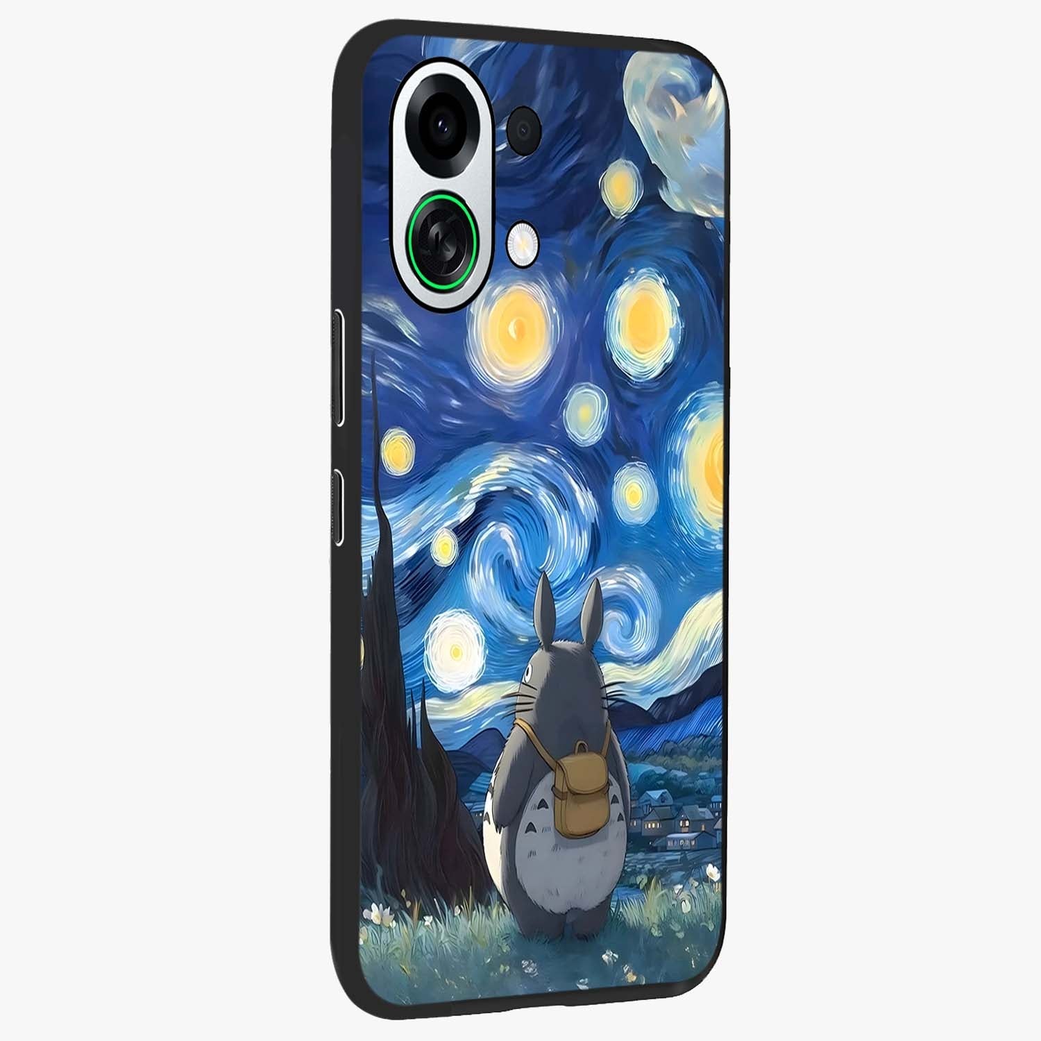 Totoro In Van Gogh Art Glass Case upright view showcasing creative character artwork with painterly artistic theme.