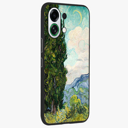 Van Gogh Vintage Art Glass Case upright view showcasing elegant vintage painting artwork with artistic heritage theme.