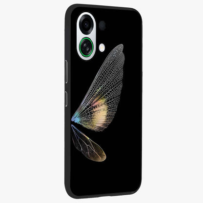 Whispers Of Wings Glass Case upright view showcasing elegant wing artwork with light airy theme.