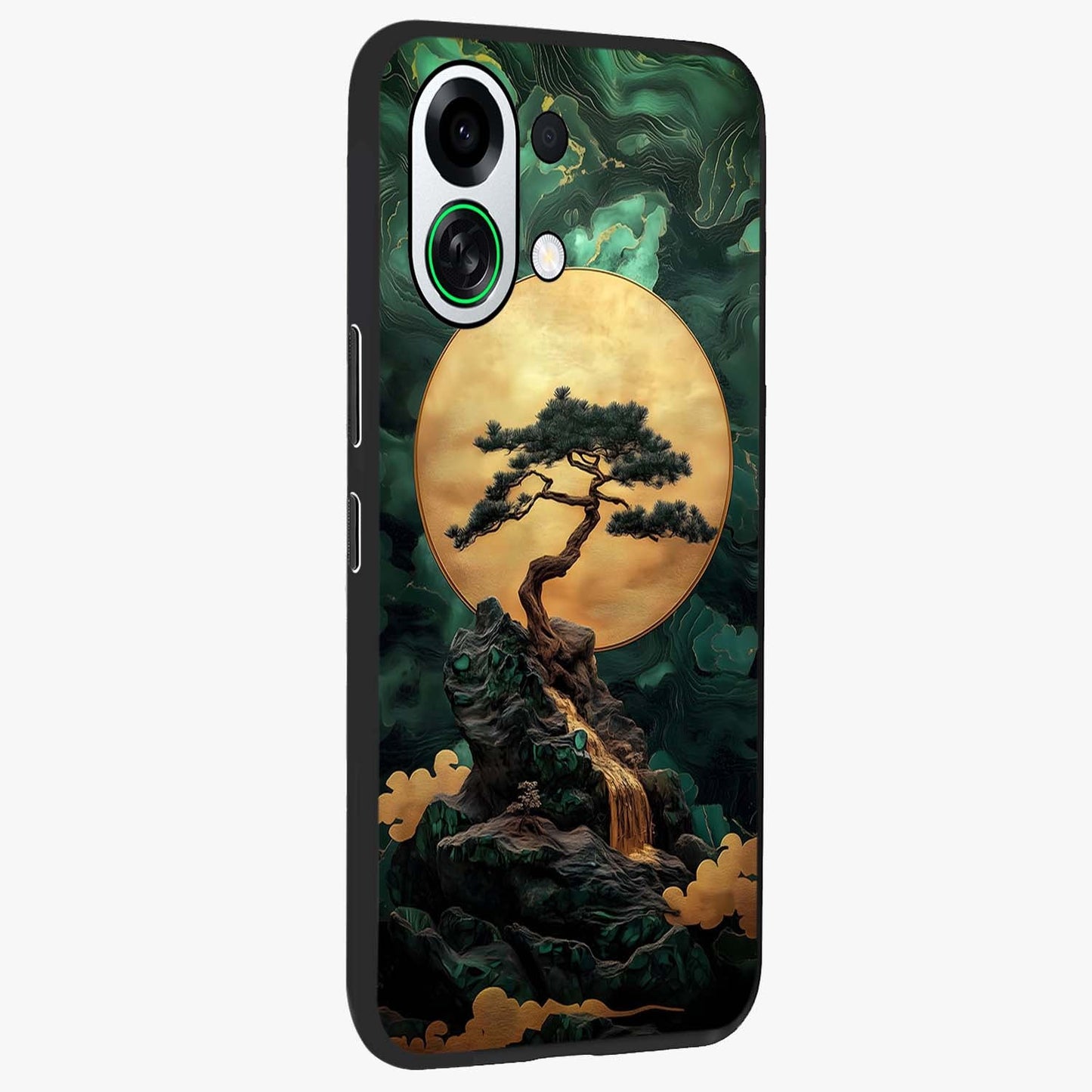 Zen Moon Rise Glass Case upright view showcasing serene moon artwork with tranquil night theme.
