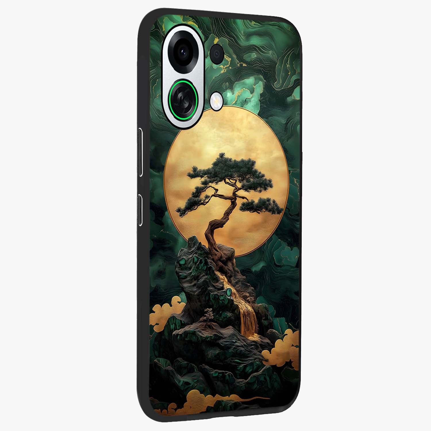 Zen Moon Rise Glass Case upright view showcasing serene moon artwork with tranquil night theme.