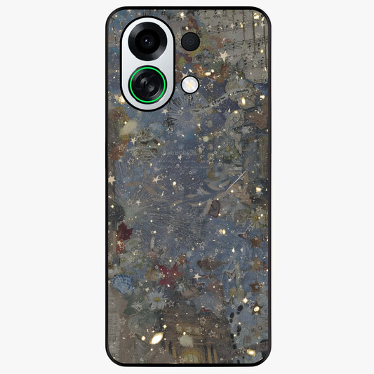 Aesthetic Astrolophia Glass Case showing flat back view with dreamy aesthetic design and glossy glass finish.