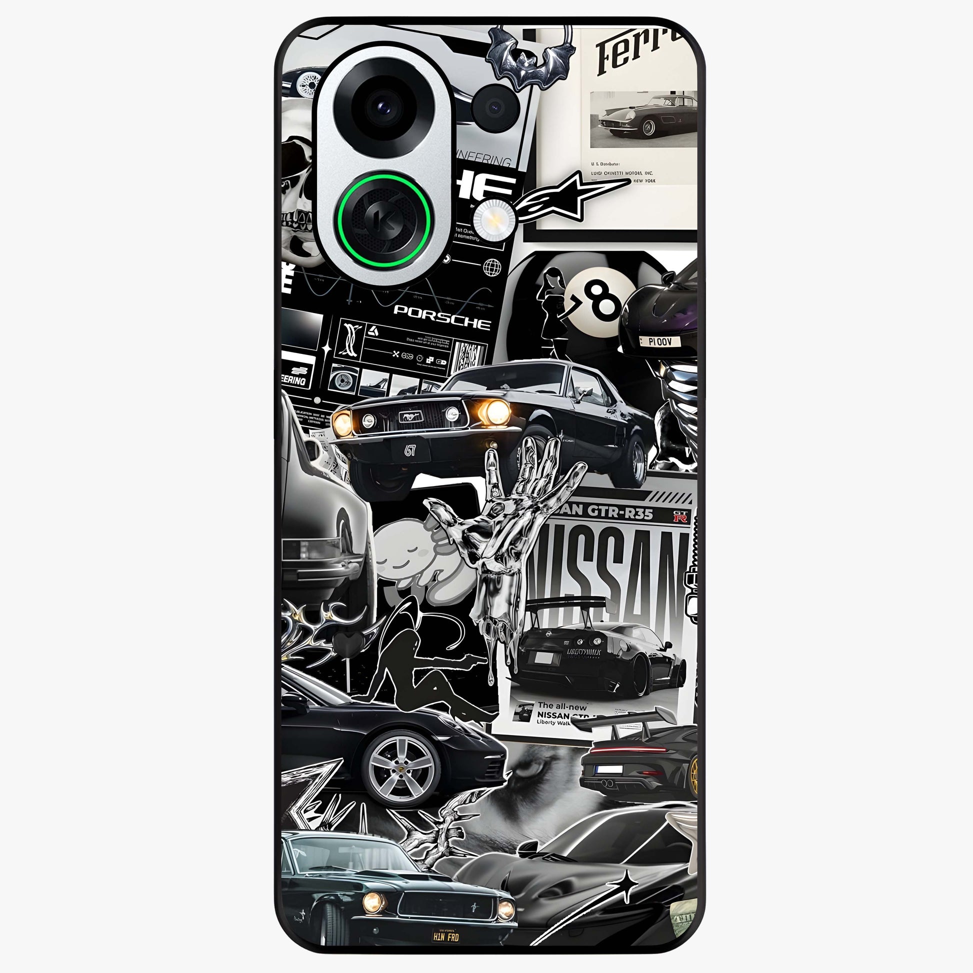 Aesthetic Dark Love Glass Case showing flat back view with dark romantic artwork and glossy glass finish.