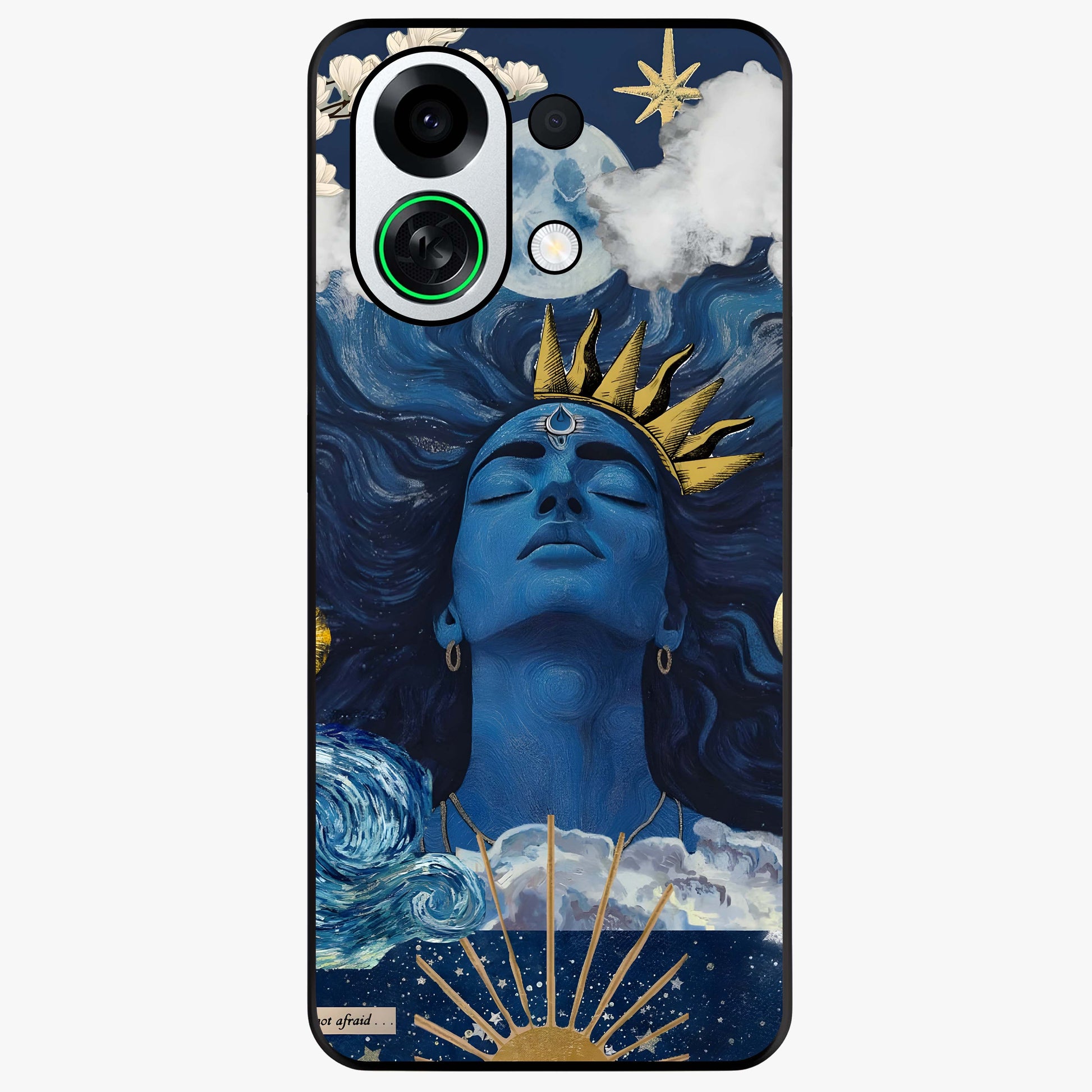 Aesthetic Lord Shiva Glass Case showing flat back view with divine Shiva artwork and glossy glass finish.
