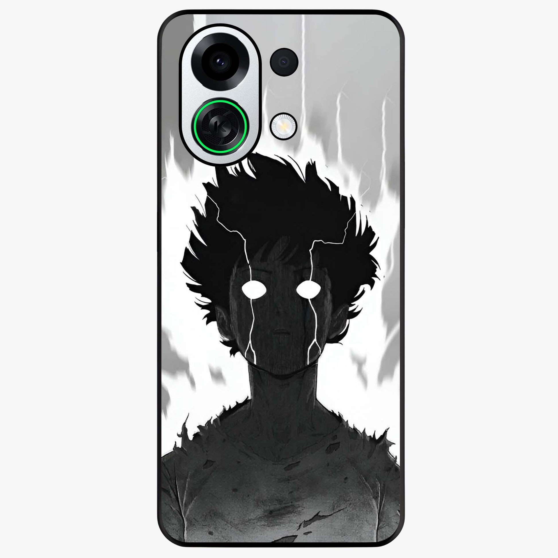 Awakened Inner Rage Glass Case showing flat back view with intense artistic artwork and glossy glass finish.