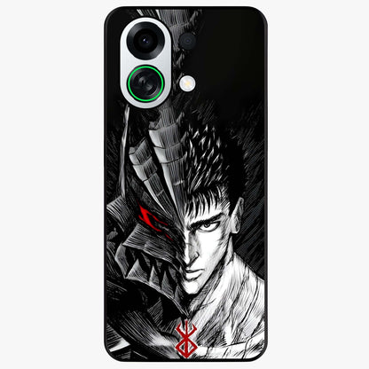 Berserker Blood Oath Glass Case showing flat back view with fierce warrior inspired artwork and glossy glass finish.