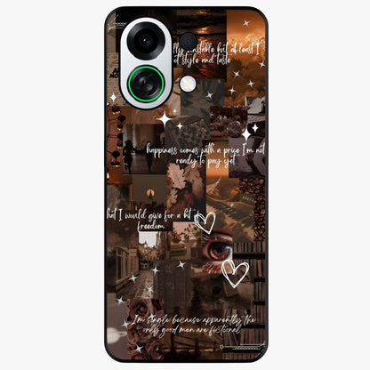Bittersweet Aesthetic Chaos Glass Case showing flat back view with artistic chaotic aesthetic design and glossy glass finish.