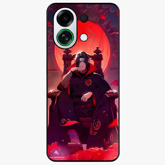 Blood Moon Sovereign Glass Case showing flat back view with mystical blood moon artwork and glossy glass finish.