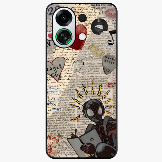 City Dream Sketch Glass Case showing flat back view with artistic city skyline sketch artwork and glossy glass finish.