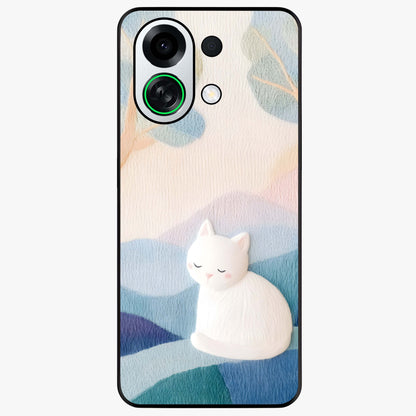 Cotton Dream Cat Glass Case showing flat back view with soft dreamy cat artwork and glossy glass finish.