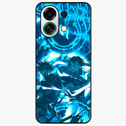 Cursed Energy Clash Glass Case showing flat back view with intense cursed energy artwork and glossy glass finish.