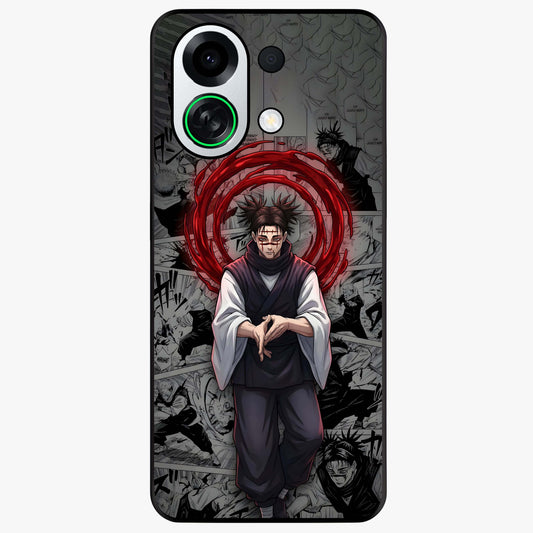 Cursed Ritual Ascension Glass Case showing flat back view with dark ritual themed artwork and glossy glass finish.