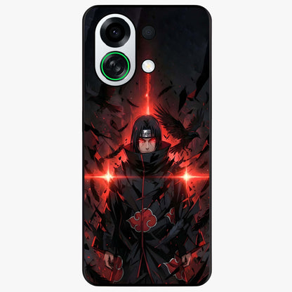 Focused Blade Discipline Glass Case showing flat back view with warrior sword themed artwork and glossy glass finish.