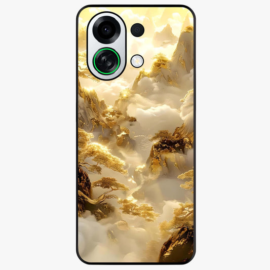 Gates Of Illumination Glass Case showing flat back view with mystical illuminated gate artwork and glossy glass finish.